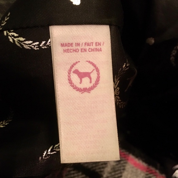 Y2K~PINK Victoria’s Secret Pink Plaid wool coat M - Picture 8 of 9